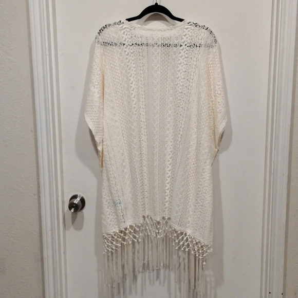 G by Guess Ivory Lace Anita Fringe Kimono Cardigan Sz XS/S-Boho Hippie Romantic - Picture 7 of 7